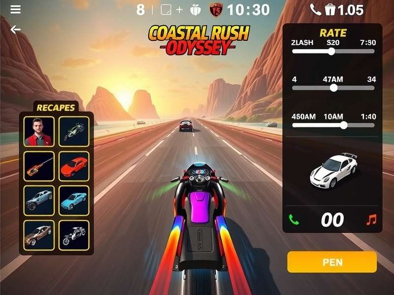 Coastal Rush Odyssey gameplay screenshot showing racing action