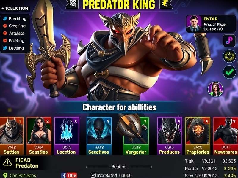 Predator King gameplay screenshot showing character selection