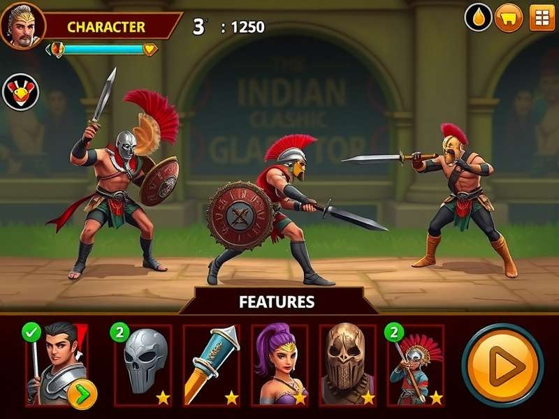 Indian Gladiator Clash gameplay screenshot showing combat between warriors