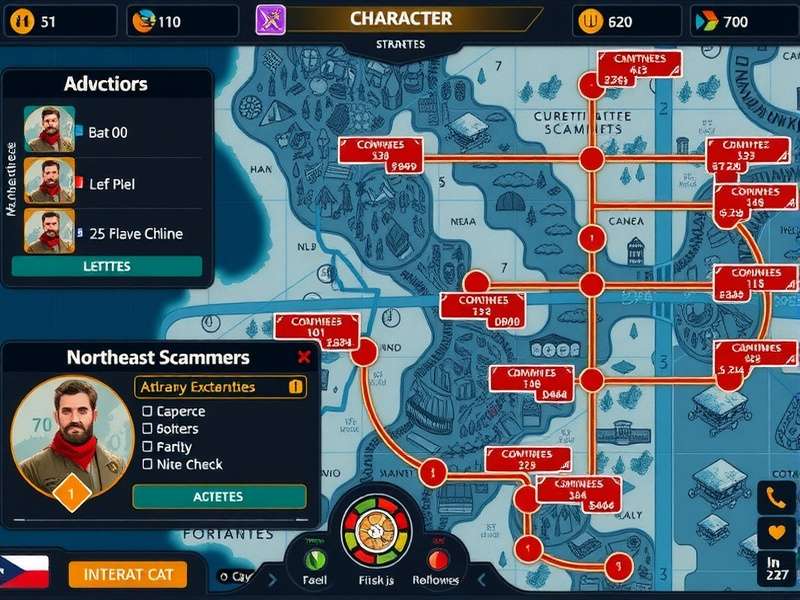 Northeast Scammers gameplay screenshot showing character selection