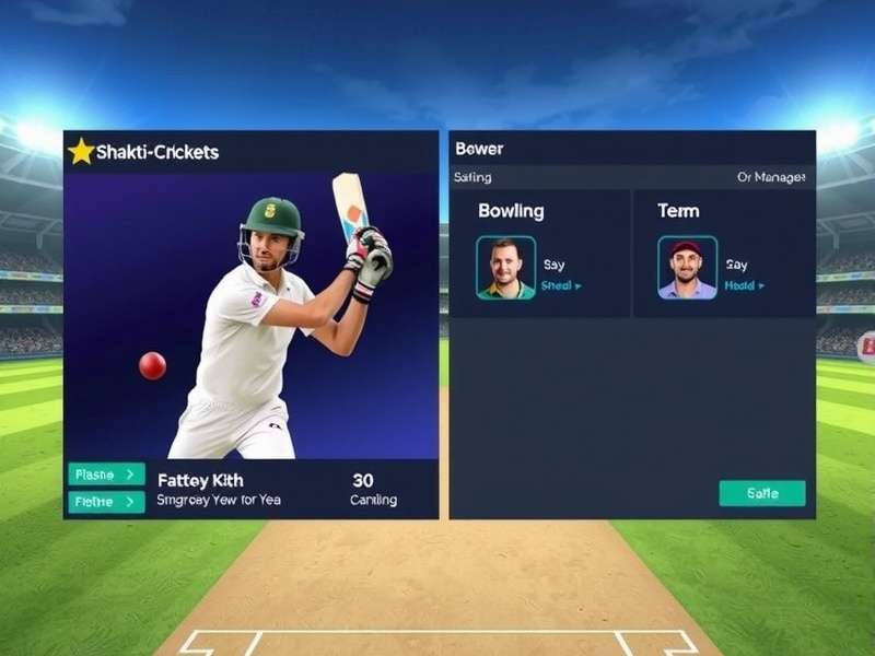 Shakti Cricket Superstars gameplay screenshot showing batting interface