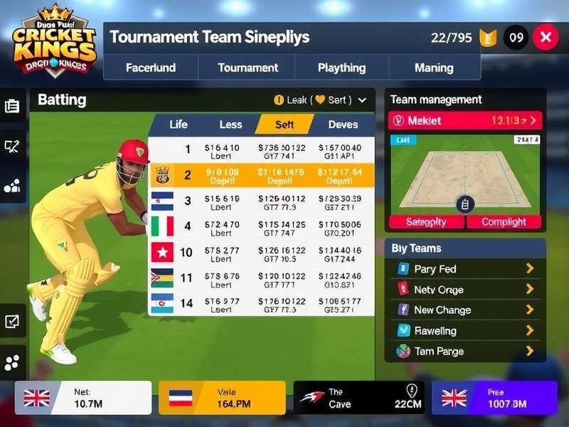 Durga Pujar Cricket Kings team management interface