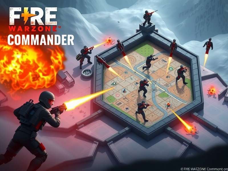 Fire Warzone Commander features showcase with multiple gameplay elements