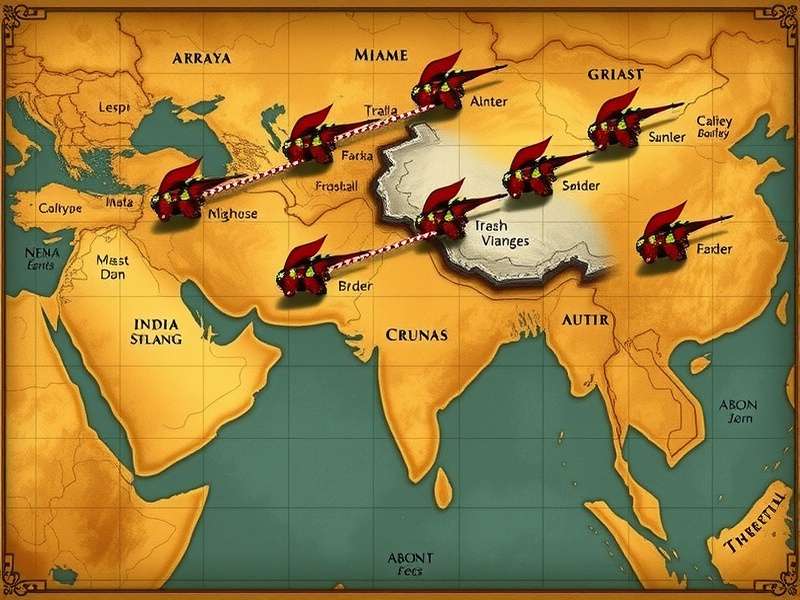 Great Indian Warrior King strategy map showing troop movements
