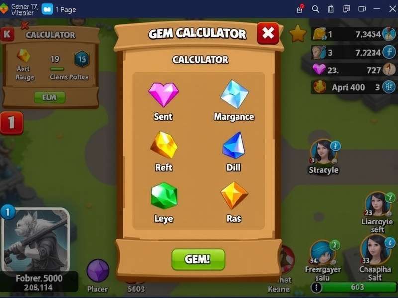 Lords Mobile Gem Calculator D3 interface showing resource management