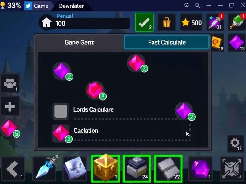 Lords Mobile Gem Calculator interface on mobile device