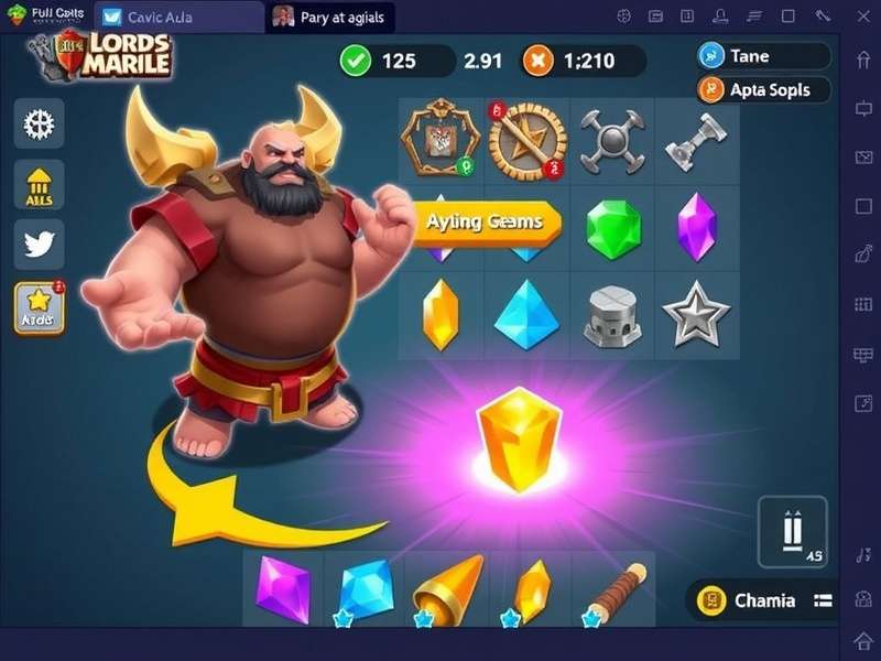Lords Mobile gameplay screen showing gem collection