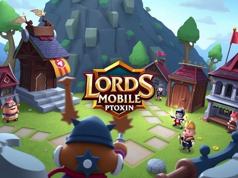 Lords Mobile PC gameplay screenshot showing a large-scale battle on a computer monitor