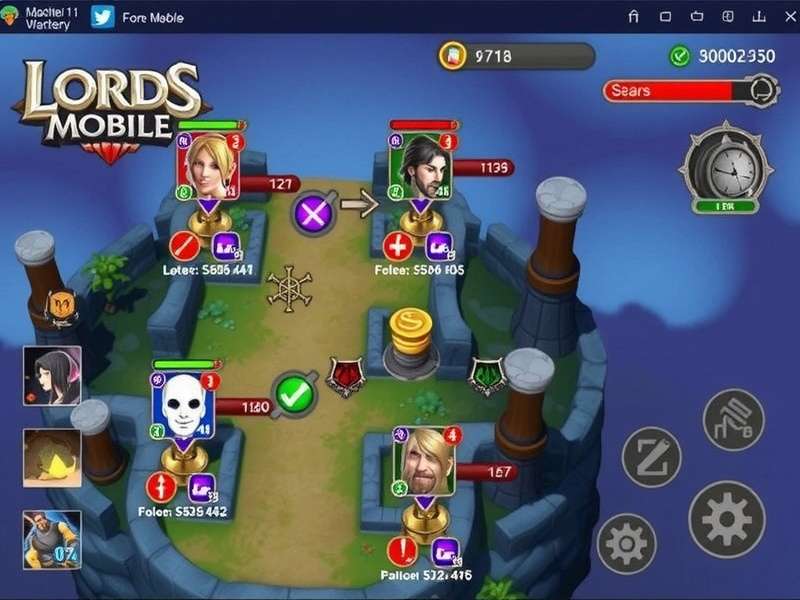 Lords Mobile gameplay on Windows PC with strategy interface visible