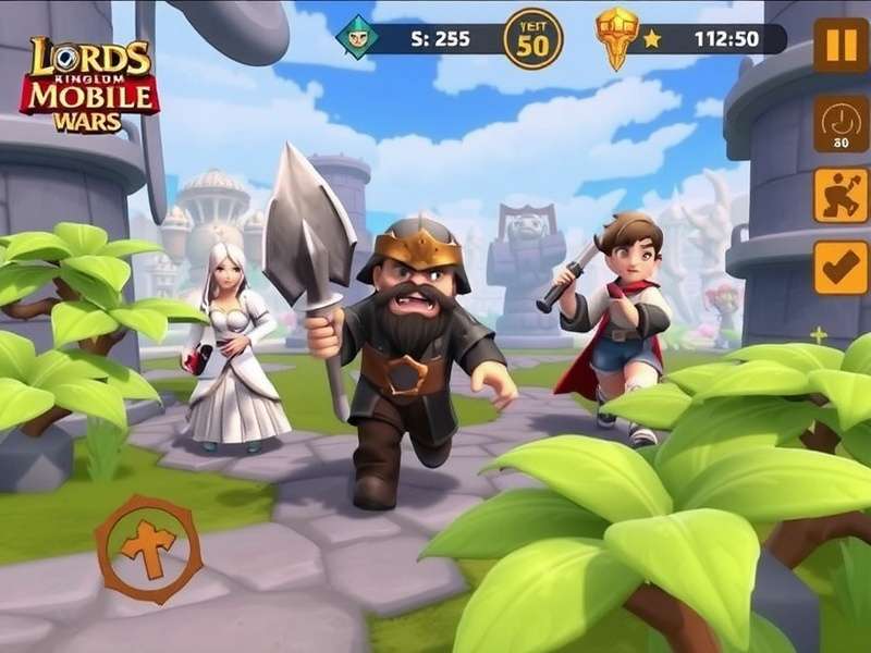 Lords Mobile Kingdom Wars battle scene showing massive army formations