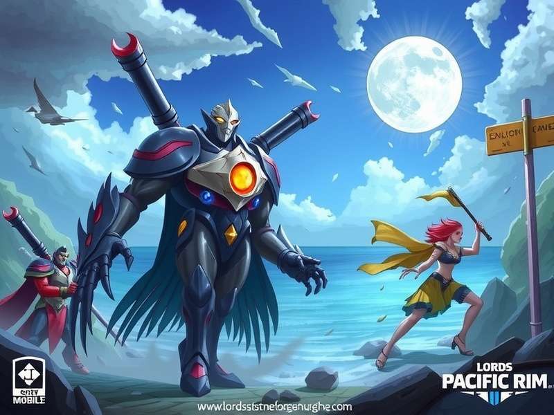 Lords Mobile Pacific Rim – epic battle scene with champions and fortress